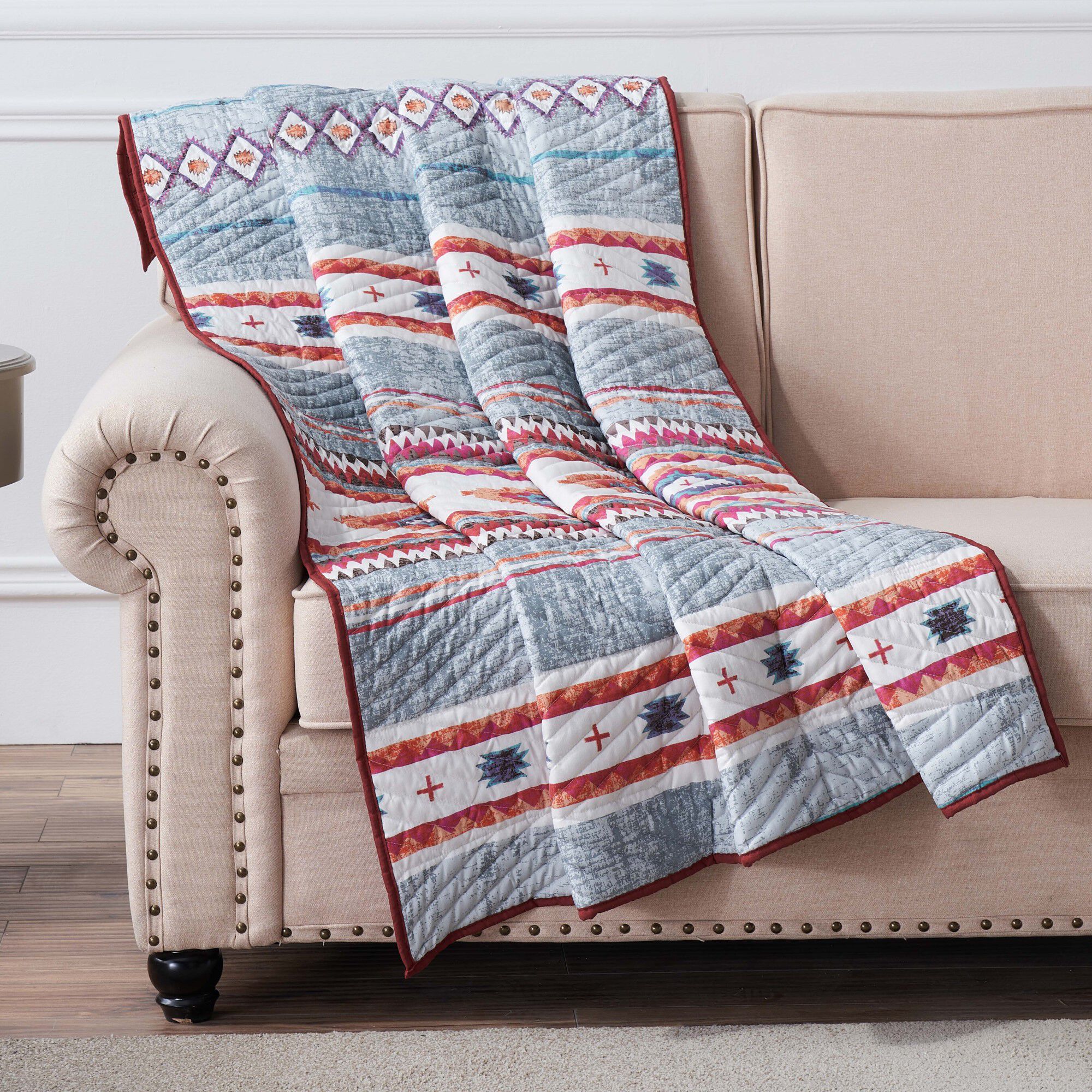 Kiva Quilted Throw Blanket, STONE, hi-res image number 0