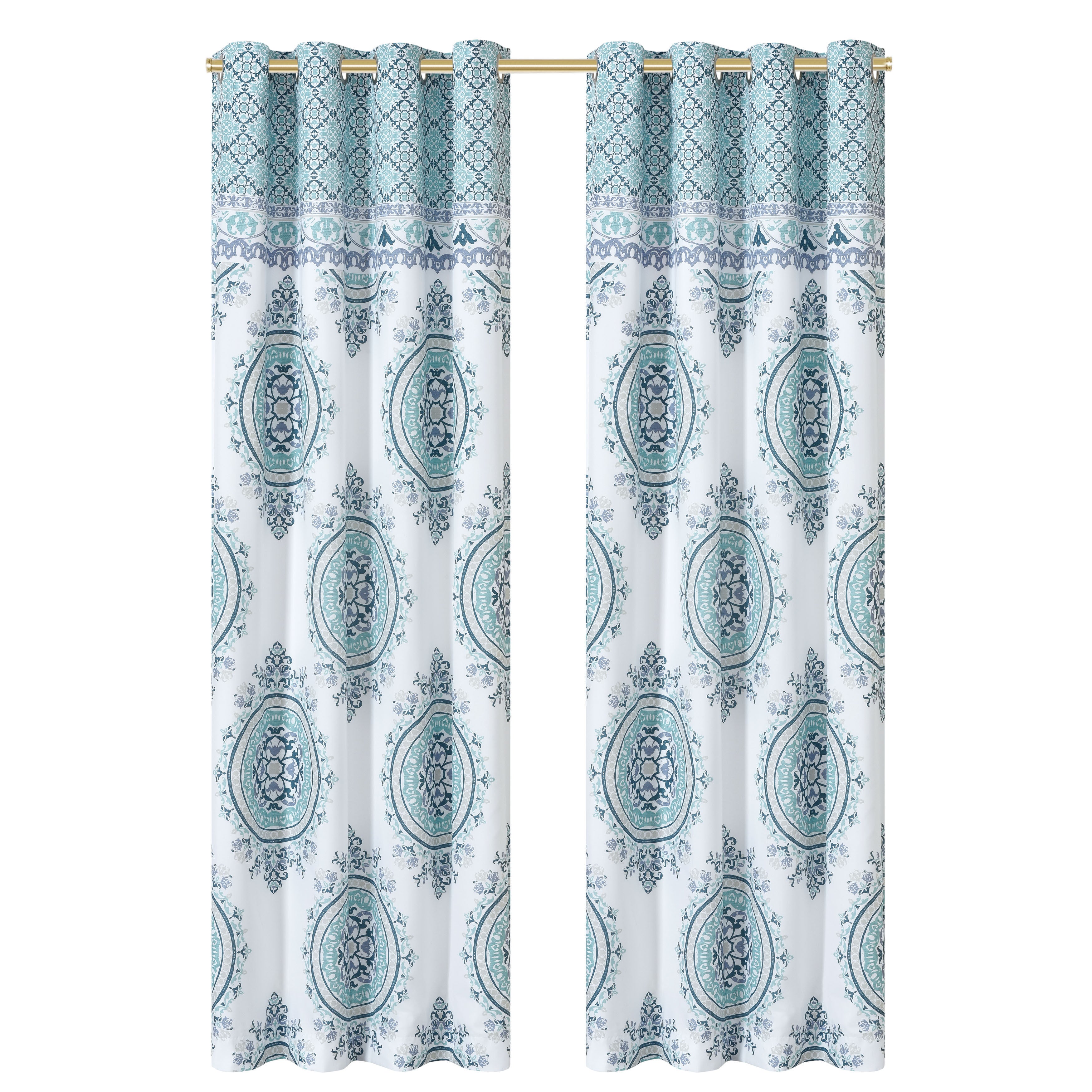 Afton 84 Inch Grommet Panel Pair, BLUE, alternate image number null