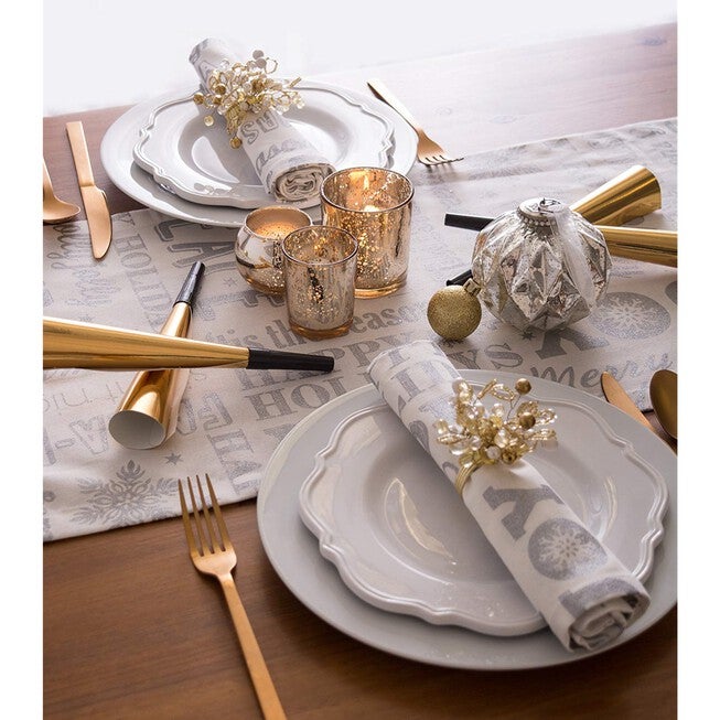 Silver Christmas Collage Table Runner 14x72, , alternate image number 2