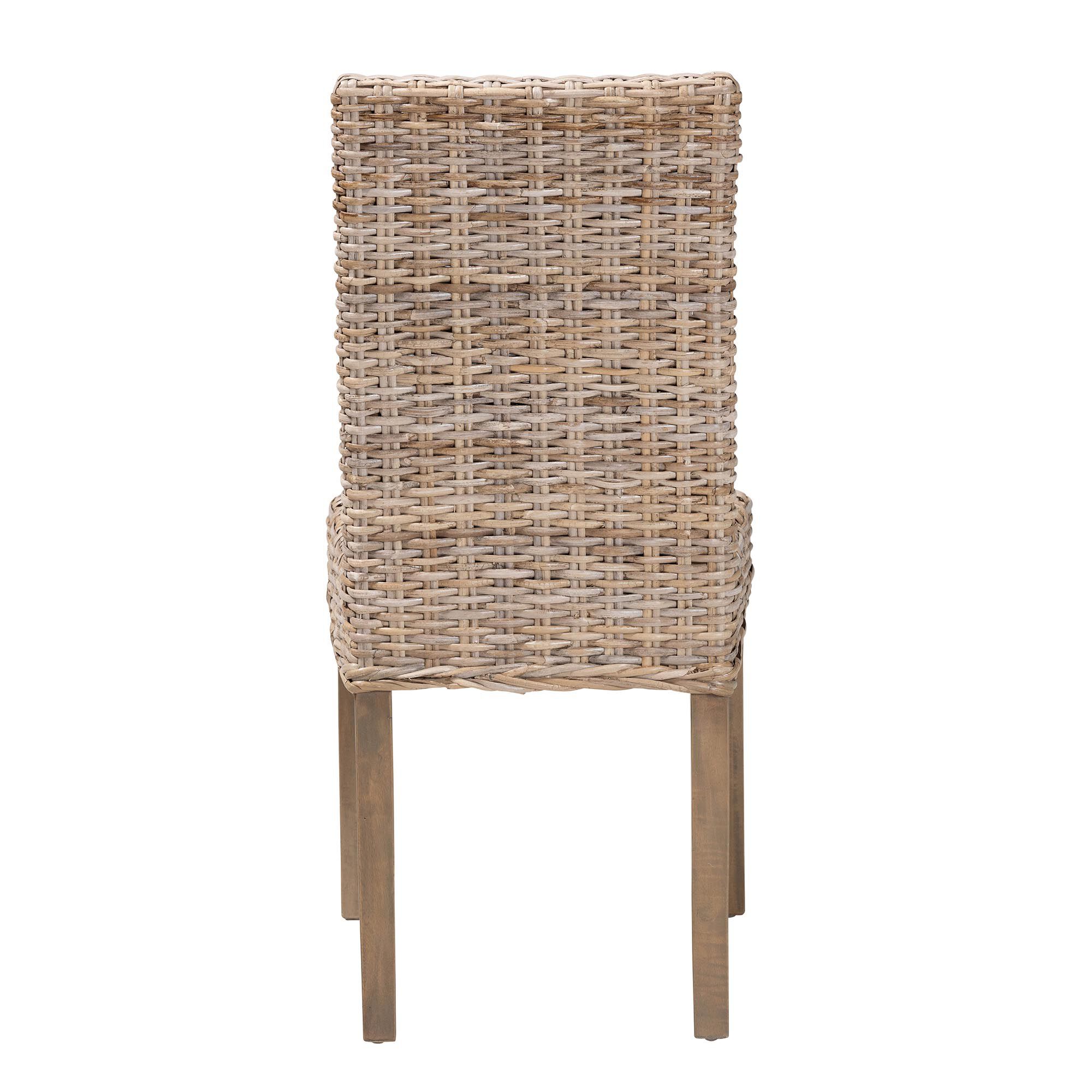 Nevina Bohemian Grey Kubu Rattan and Mango Wood Dining Chair, GREY, alternate image number 5