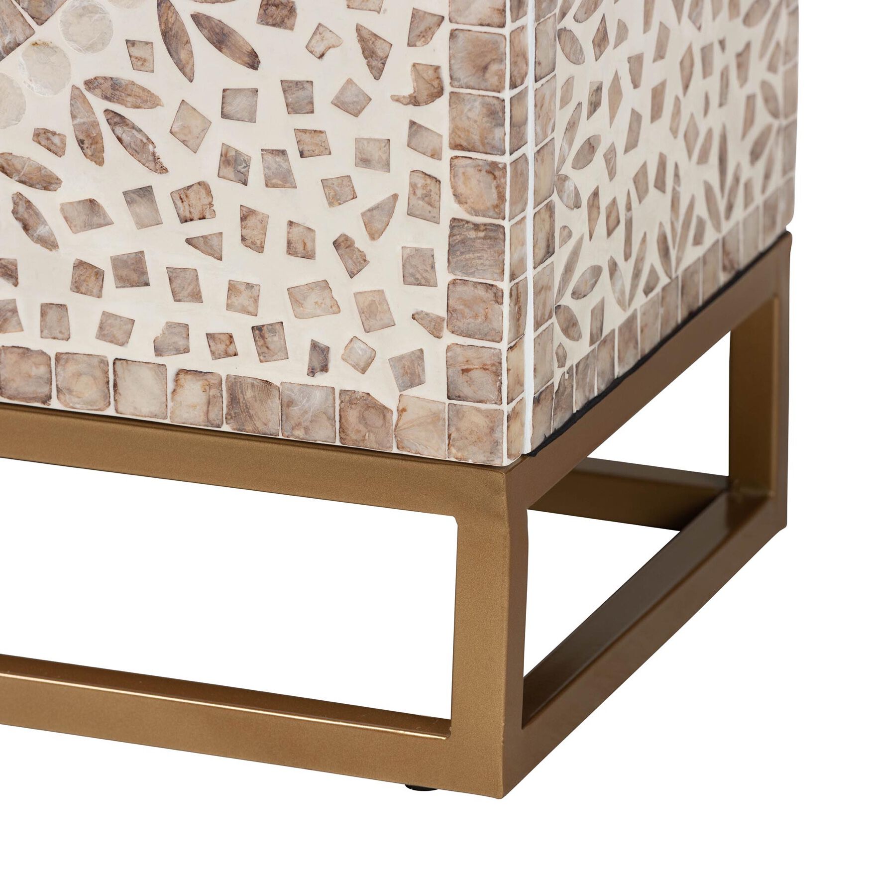 Ercilia Modern Bohemian White and Rustic Brown Mother of Pearl Storage Cabinet, , alternate image number 11