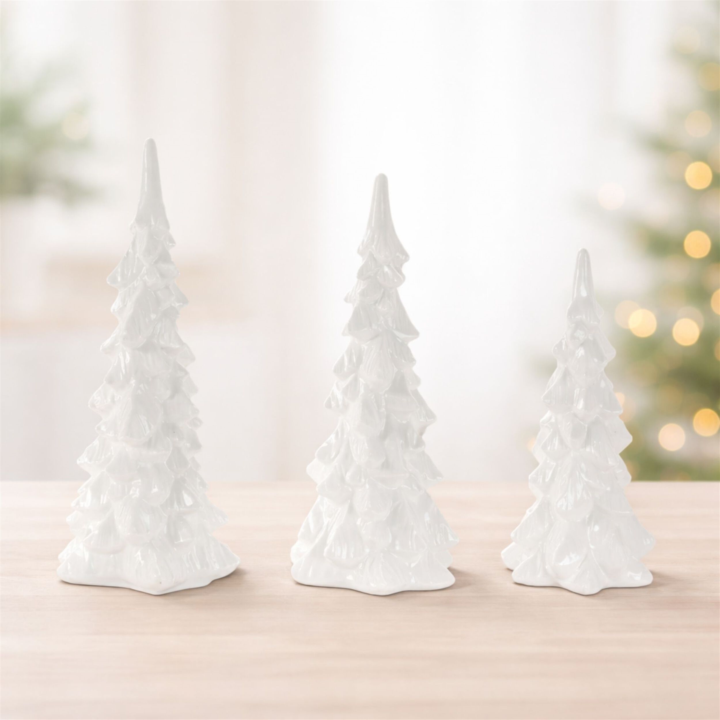 Ceramic Pine Tree (Set of 3), WHITE, alternate image number 2
