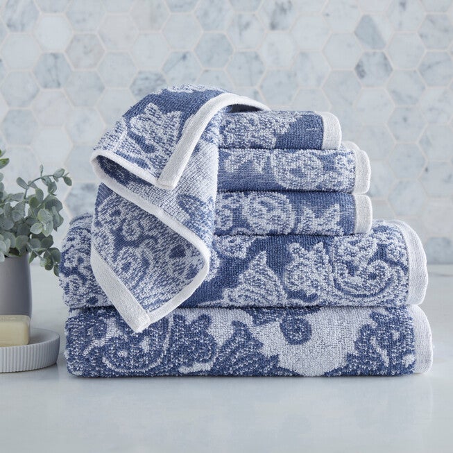 6-Piece Damask Towel Set, ASHLEY BLUE, hi-res image number null
