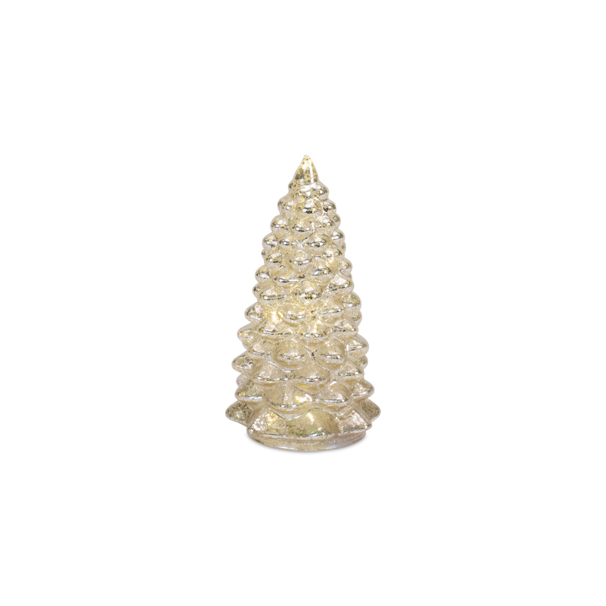 LED Lighted Mercury Glass Holiday Tree Decor (Set of 4), SILVER GOLD, alternate image number 2