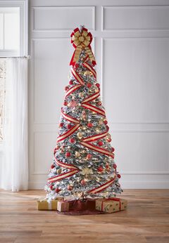 7½’FT Pre-Lit Flocked Pop-Up Tree