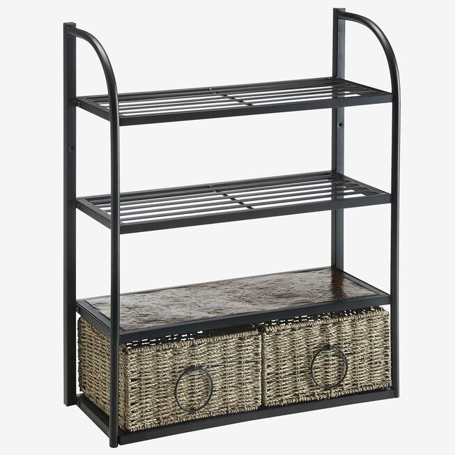 Windsor Storage Unit with 2 Baskets, BLACK METAL, hi-res image number null