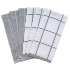 Solid And Check Parquet Kitchen Towel, Six Pack