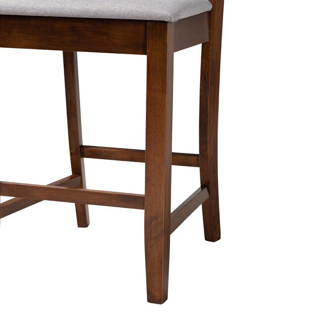 Deanna Modern Beige Fabric And Dark Brown Finished Wood 2-Piece Counter Stool Set, , alternate image number null