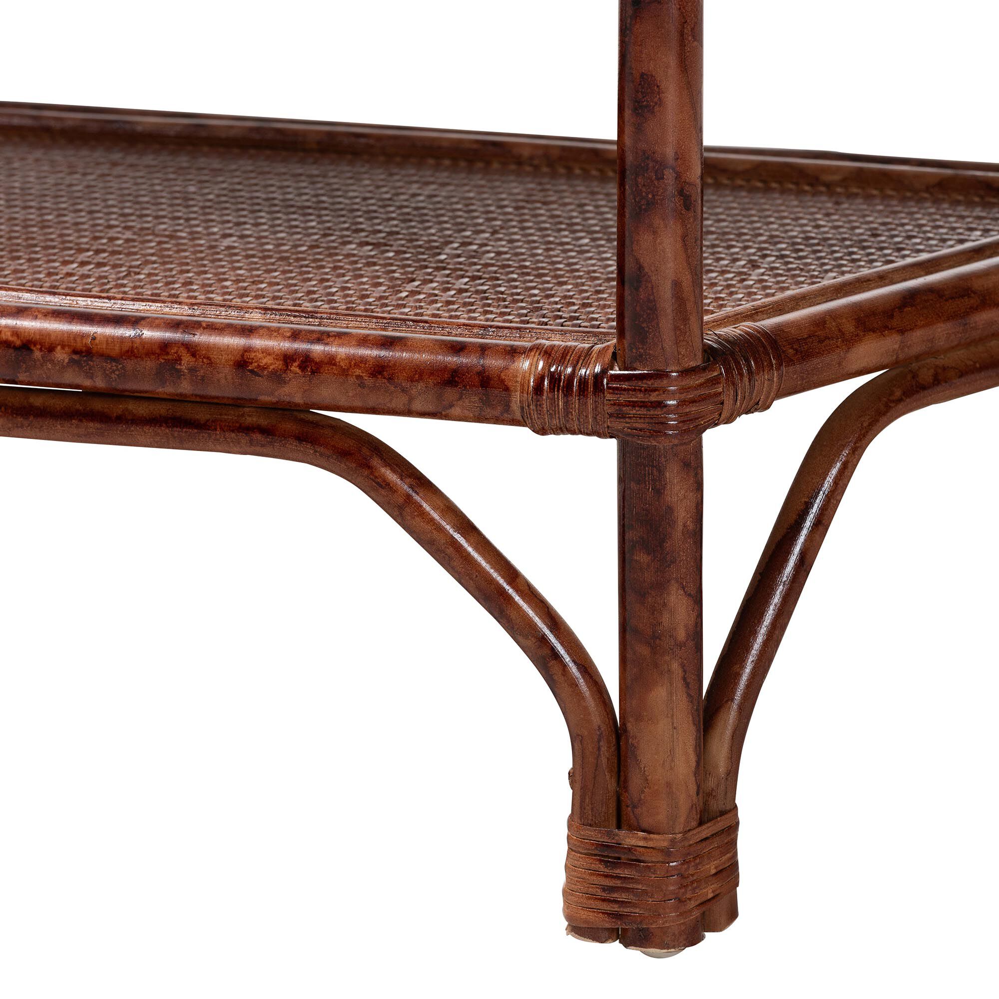 Gaspar Marbled Tortoise Natural Rattan Console Table, BROWN, alternate image number 6