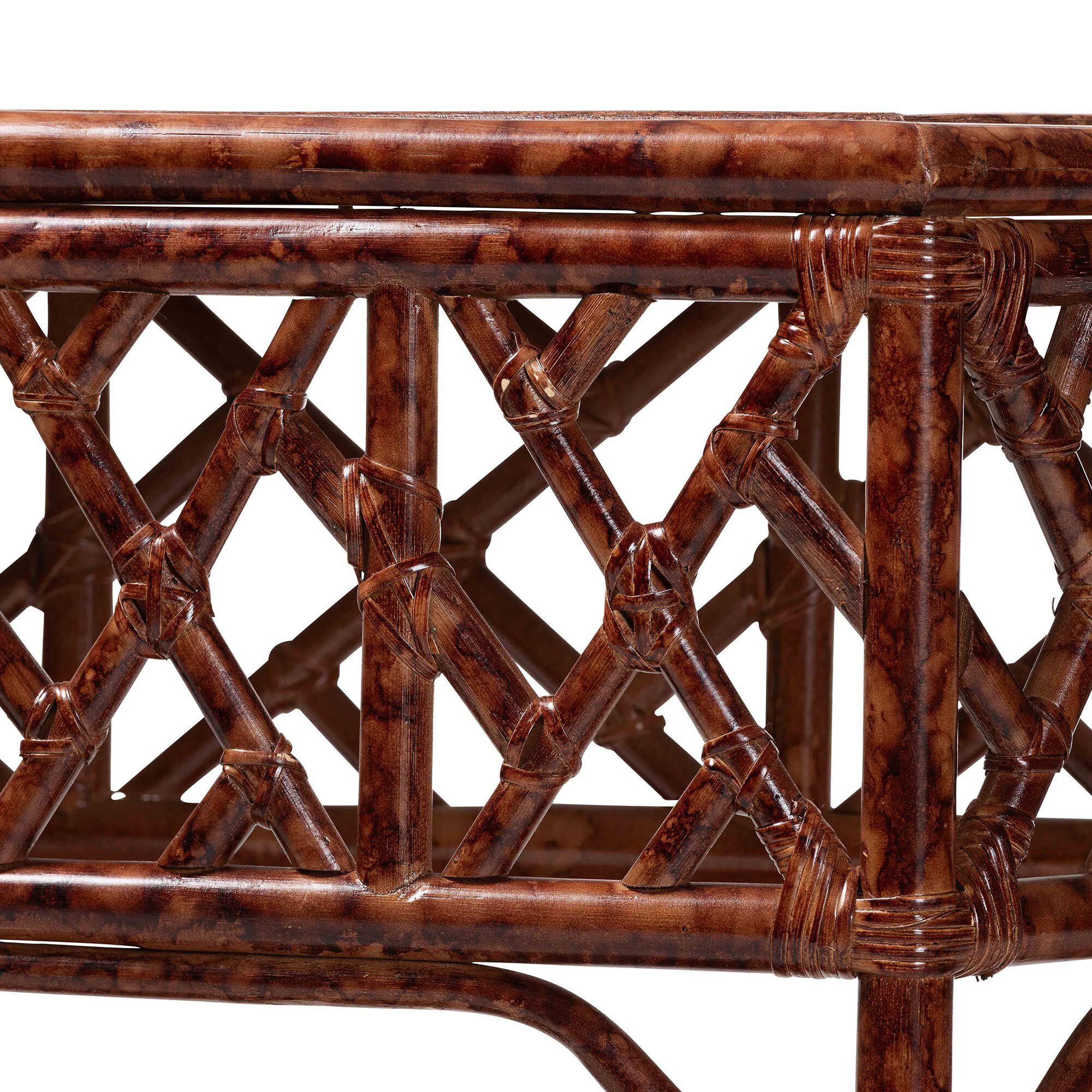 Gaspar Marbled Tortoise Natural Rattan Console Table, BROWN, alternate image number 5