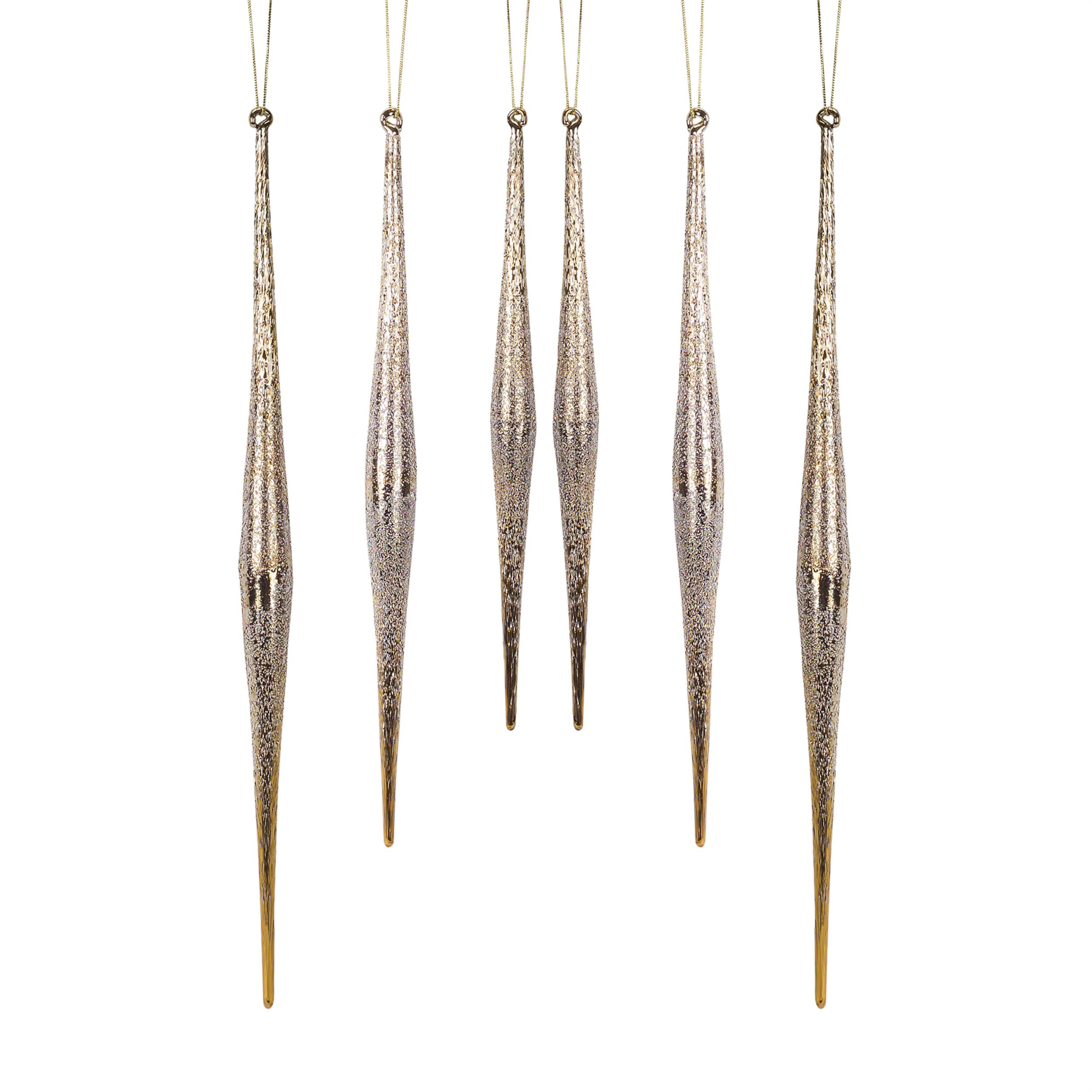 Gold and Silver Ombre Drop Ornament (Set of 6), GOLD SILVER, hi-res image number 0