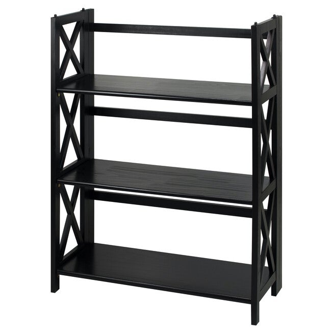 Montego 3-Shelf Folding Bookcase -Black, , alternate image number 4