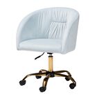 Ravenna Contemporary Glam And Luxe Aqua Velvet Fabric And Gold Metal Swivel Office Chair, AQUA GOLD, hi-res image number null