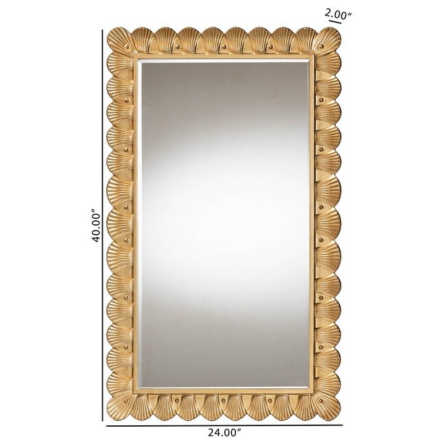 Vadim Antique Gold Wood Accent Mirror with Seashell Border, ANTIQUE GOLD, alternate image number null