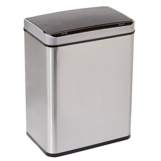 50-Lt. Wide Motion Sensor Trash Can, STAINLESS STEEL, hi-res image number null