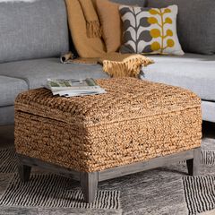 Bailey Handwoven Seagrass Storage Ottoman, Square