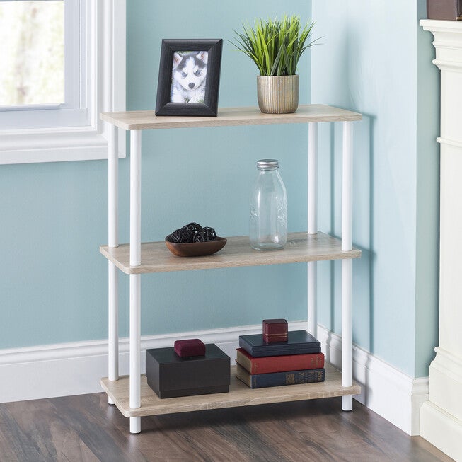 Home Basics Pine Wood 3 Tier Rectangular Corner Shelf, , alternate image number 1