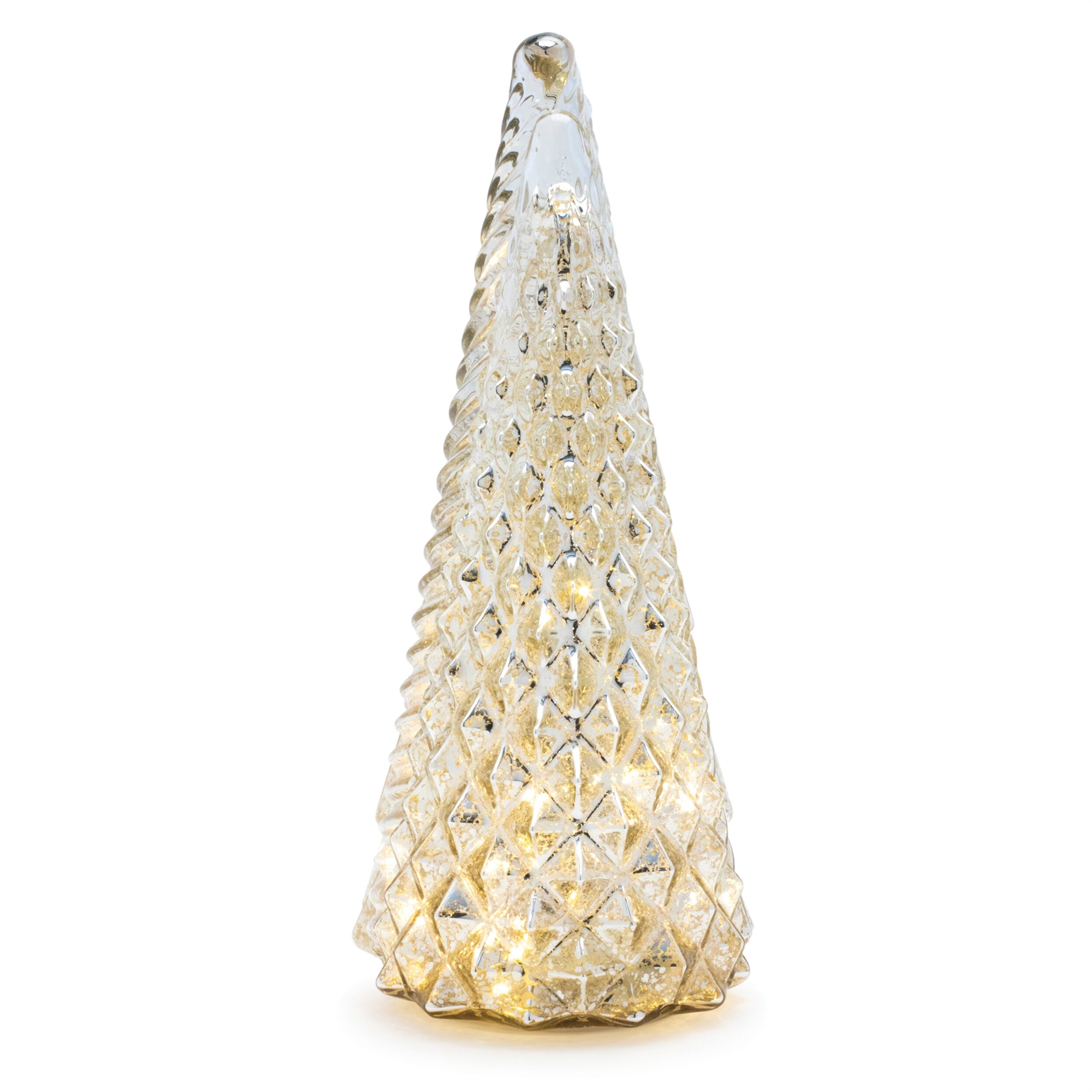 LED Textured Mercury Glass Tree (Set of 3), GOLD, alternate image number 2