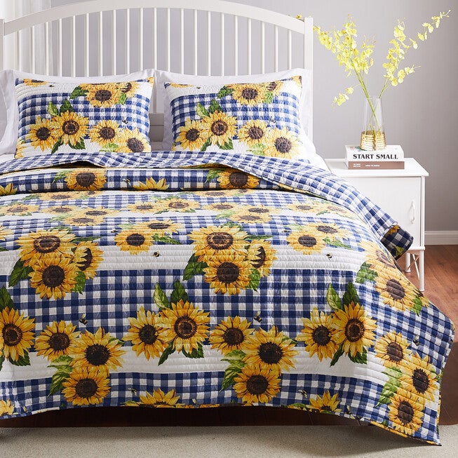 Sunflower Gold Quilt Set, GOLD, hi-res image number 0