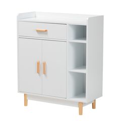 Russell Mid-Century Modern Two-Tone White And Oak Brown Finished Wood 2-Door Sideboard