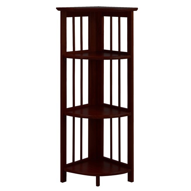 4-Shelf Corner Folding Bookcase - Truffle Brown, BROWN, hi-res image number 0