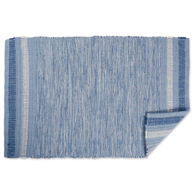 Variegated Blue Handwoven Recycled Yarn Rug 2X3 Ft, , alternate image number null