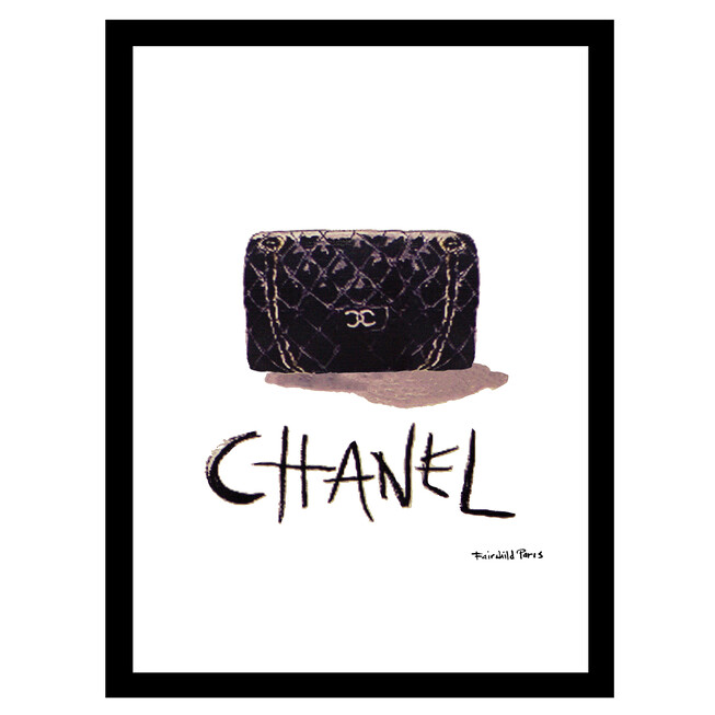 Chanel Classic Bag - Black / White - 14x18 Framed Print