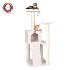 Fleece Covered 53" High Real Wood Cat Tree