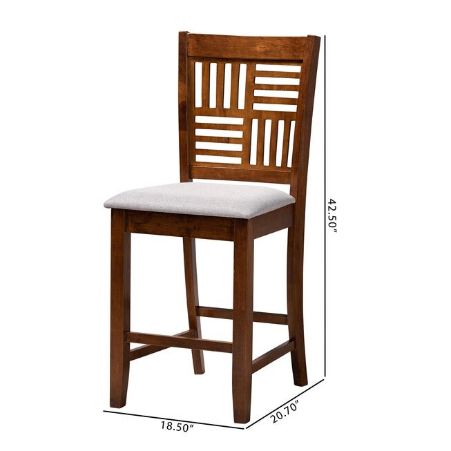 Deanna Modern Beige Fabric And Dark Brown Finished Wood 2-Piece Counter Stool Set, , alternate image number null