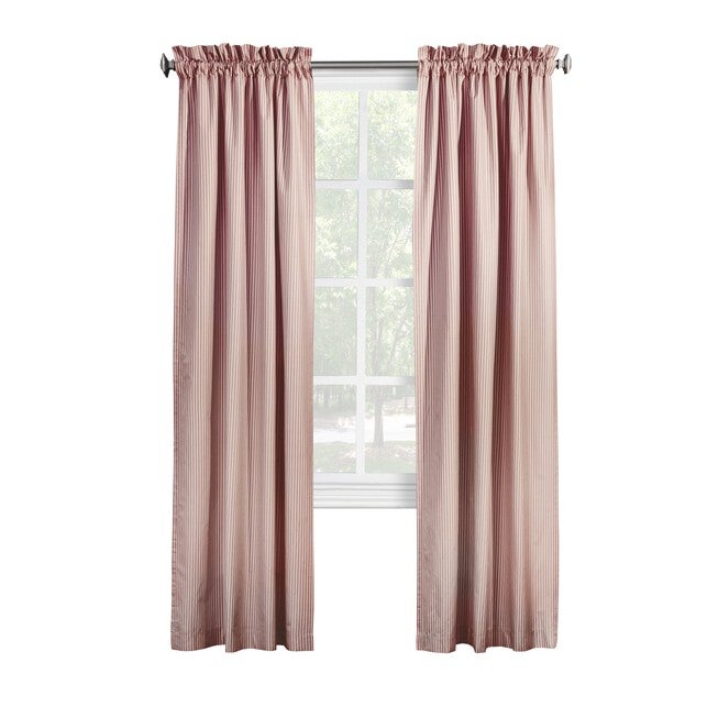 Ticking Stripe Room Darkening Pole Top Curtain Panel Pair, , on-hover image number 1