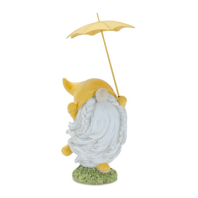 Whimsical Dancing Garden Gnome Figurine With Umbrella (Set Of 2), , on-hover image number null