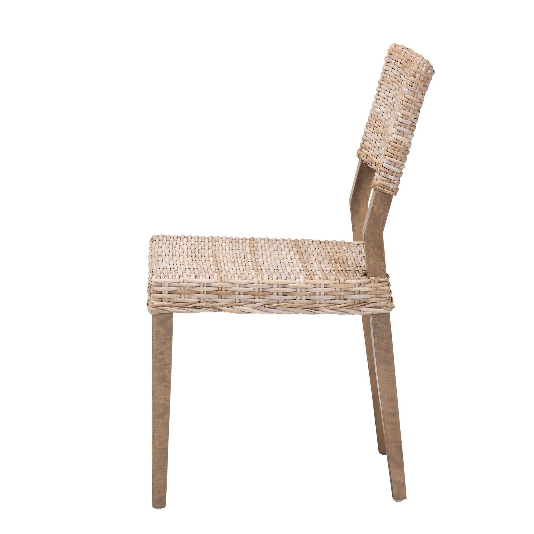 Barossa Bohemian Grey Kubu Rattan And Mahogany Wood Dining Chair, , alternate image number 2