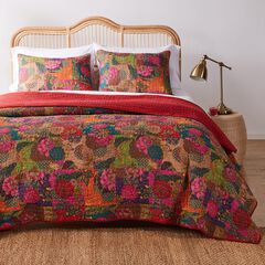 Jewel Floral 100% Cotton Kantha Quilt Set