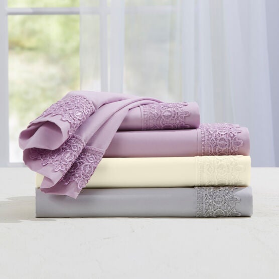 4-pc Lace Trim Sheet Set, , on-hover image number null