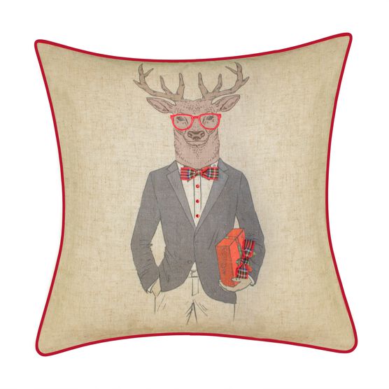 Holiday Christmas Plaid Reindeer Girlfriend Decorative Pillow , MULTI PLAID, hi-res image number null