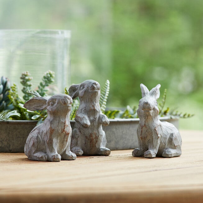 Washed Stone Garden Rabbit Figurine (Set Of 6), , on-hover image number null