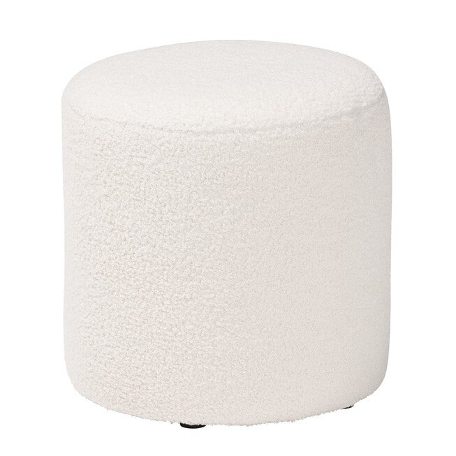 Tori Modern And Contemporary Ivory Boucle Upholstered Ottoman, IVORY, hi-res image number null