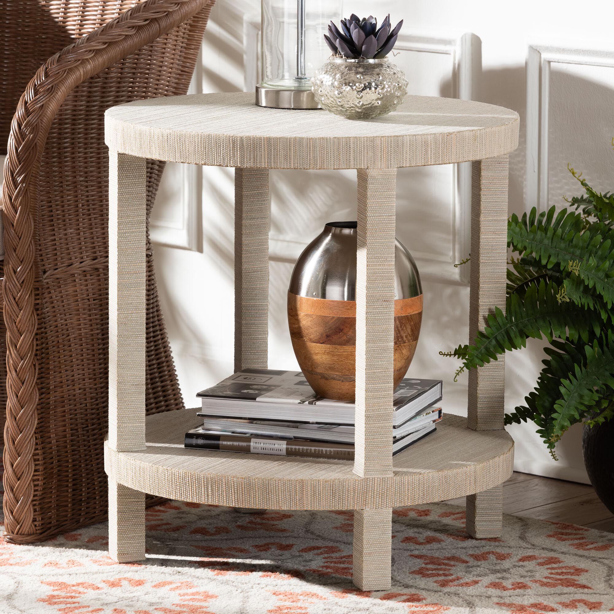 Rocco Bohemian Woven Grasscloth End Table, NATURAL, alternate image number 6
