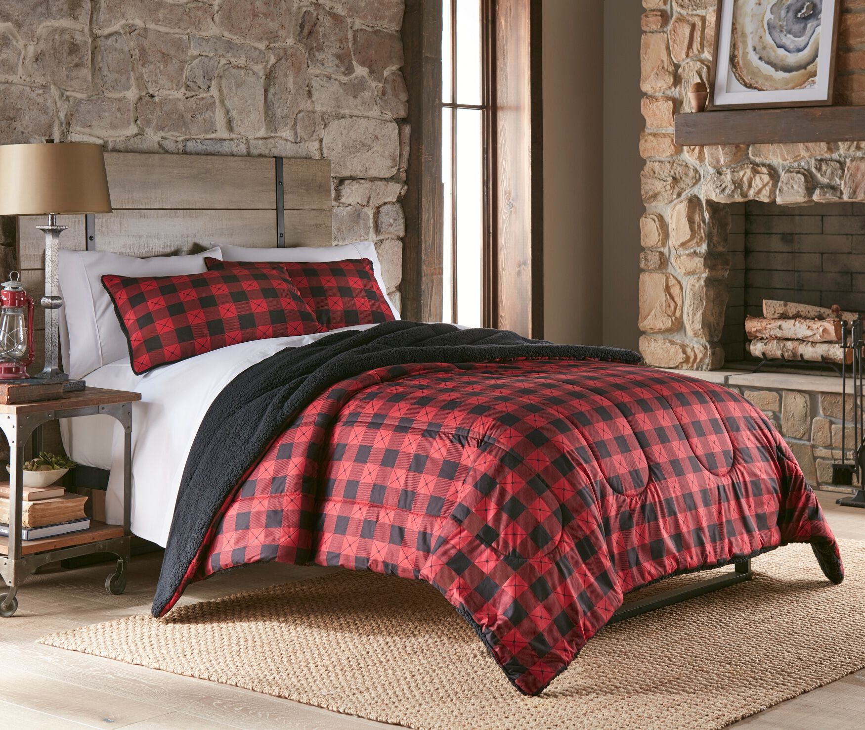 Reversible Micro Flannel&reg; Sherpa 3-Pc. Comforter Set, , on-hover image number 1