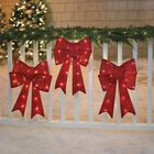 Pre-Lit Tinsel Bows, Set of 3, RED, hi-res image number null