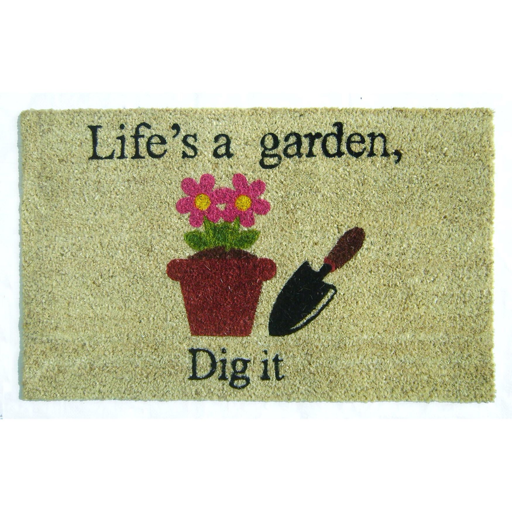 Lifes A Garden Coir Mat With Vinyl Backing Floor Coverings, MULTI, hi-res image number 0