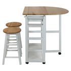 Breakfast Cart with Drop-Leaf Table-White, , alternate image number null