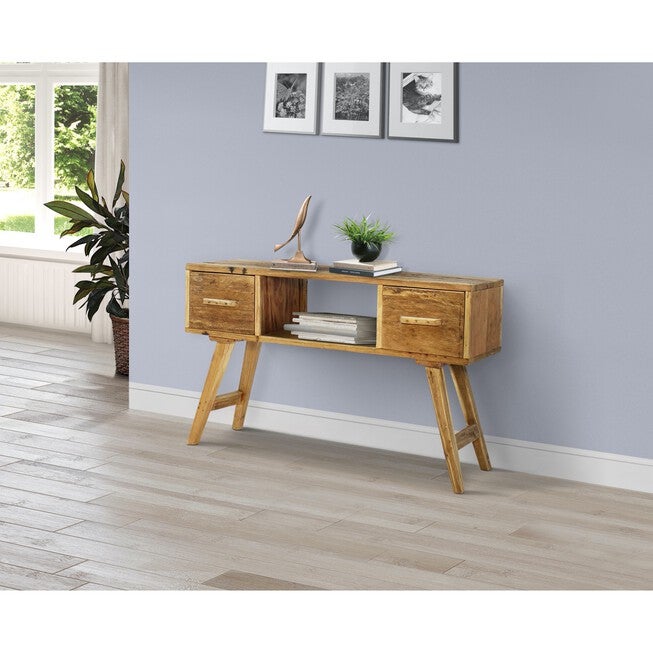 Java Wood TV Cabinet/Entryway Table with Drawers, NATURAL, hi-res image number null