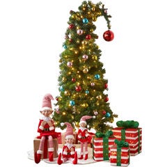 5’H Pre-lit Pre-Decorated Elf Hat Tree