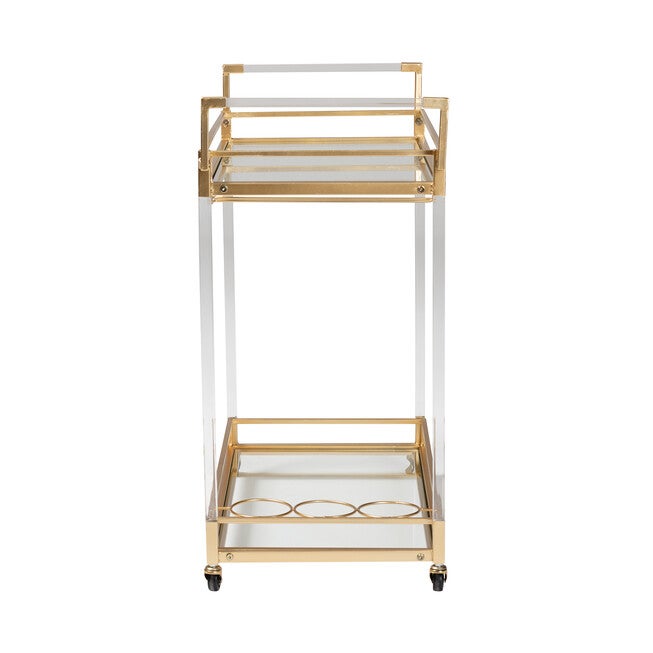 Savannah Contemporary Glam and Luxe Gold Metal and Glass Wine Cart, GOLD, alternate image number null