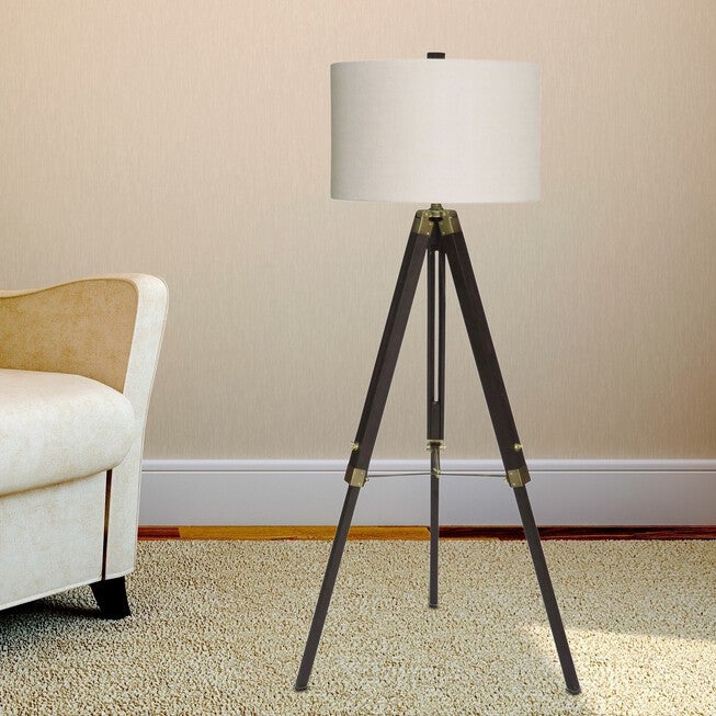 Espresso Wood & Metal 60 inches Floor Lamp, , on-hover image number 1