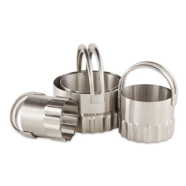 Round Rippled Stainless Steel Biscuit Cutters, Set 4, , on-hover image number 1