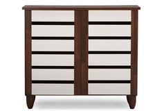 Gisela Oak and White 2-tone Shoe Cabinet With 2 Doors