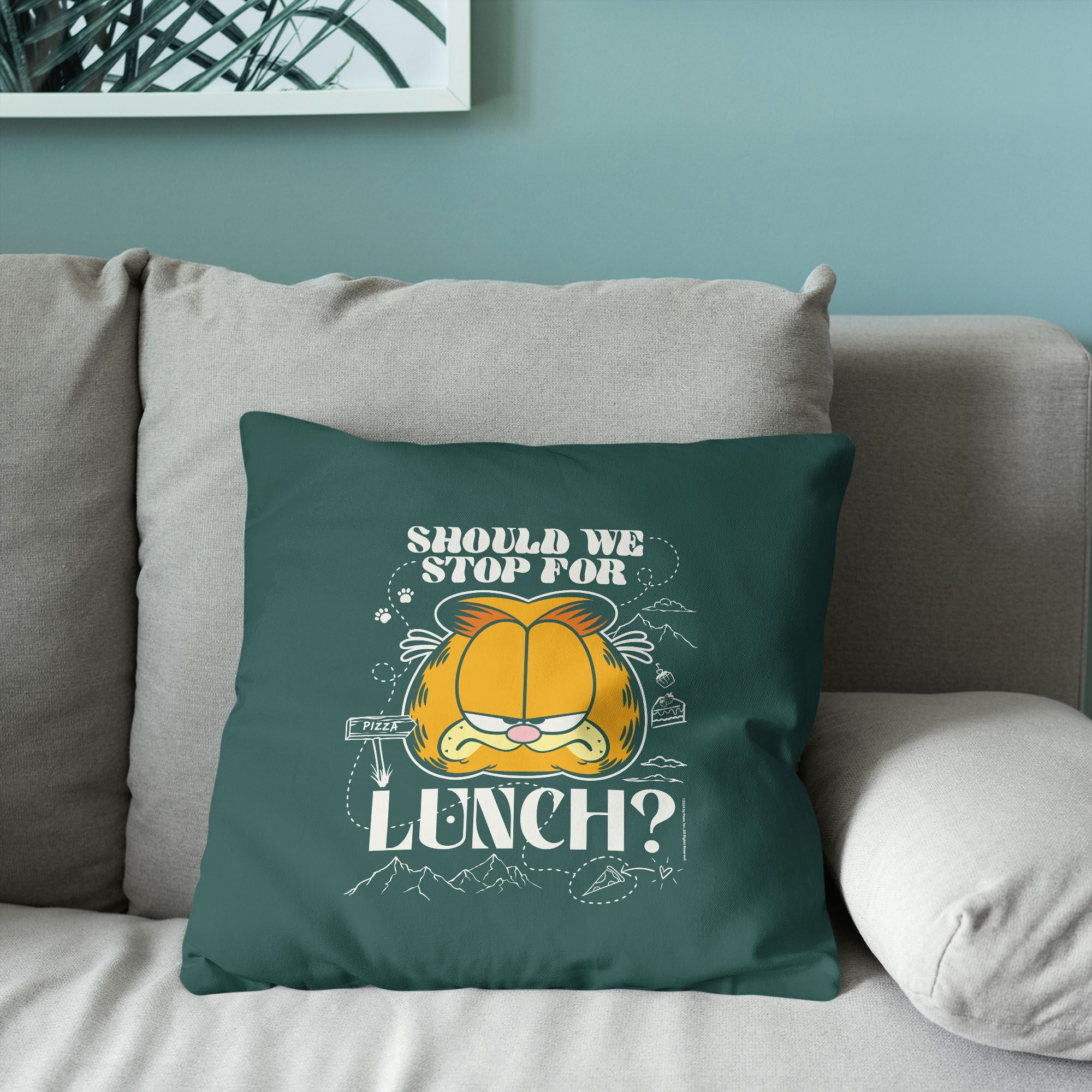 Nickelodeon Garfield Stop For Lunch Throw Pillow 18X18 Inches, GREEN, alternate image number 3