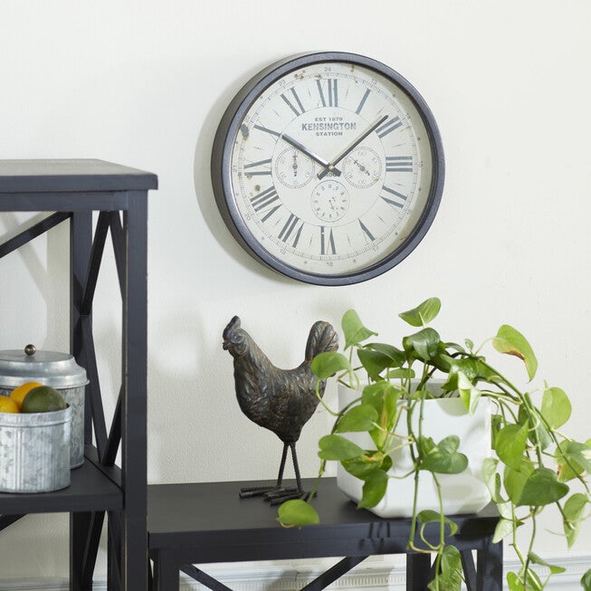 Brown Vintage Metal Wall Clock, , alternate image number null